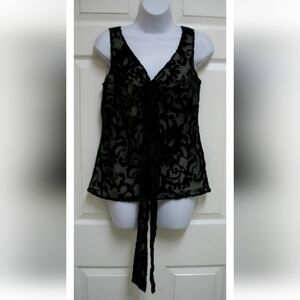 TAPEMEASURE BLACK VELVET BURNOUT VERSATILE LONG TIE SASH SLEEVELESS TOP 6